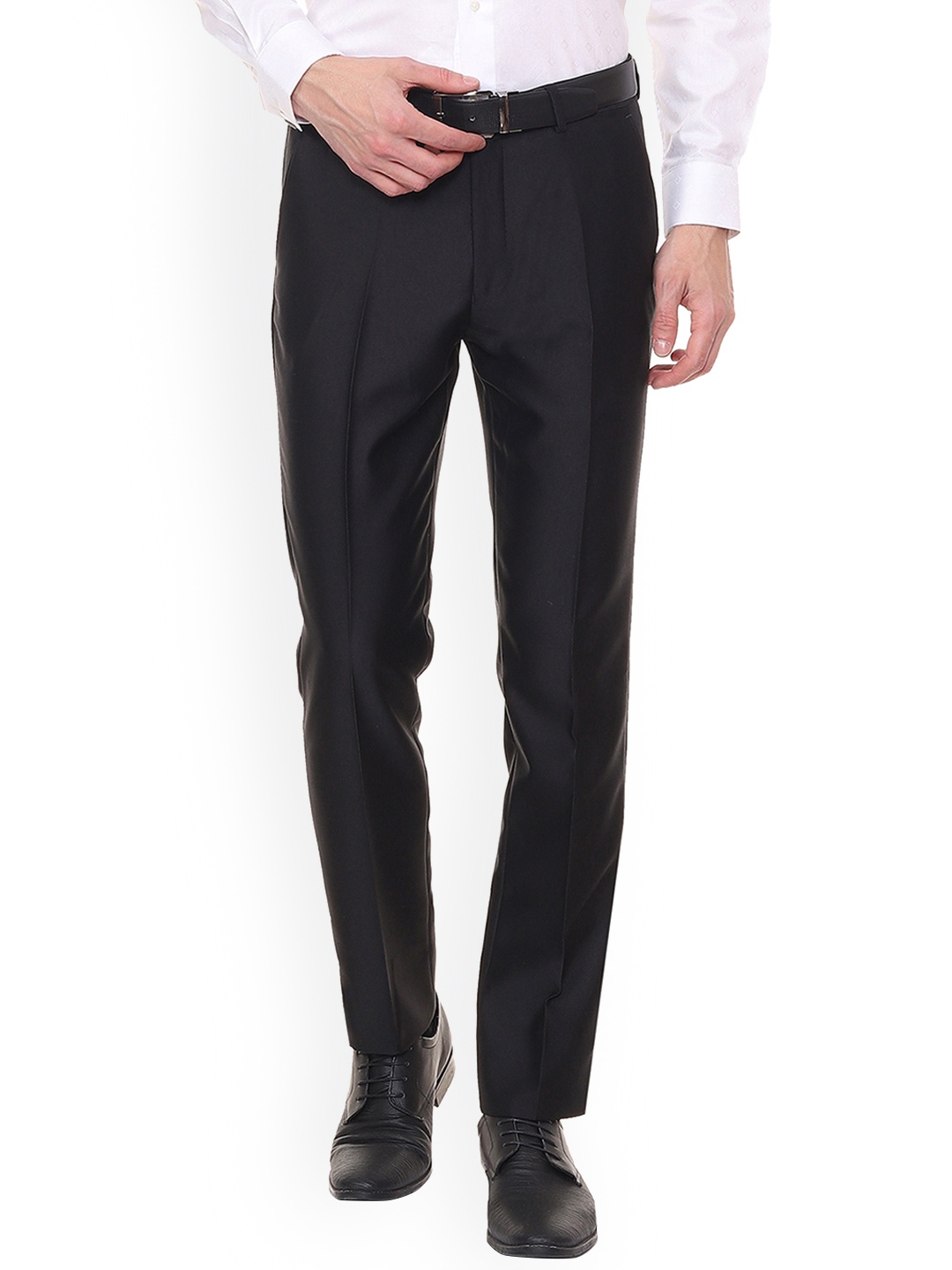 

Louis Philippe Men Black Slim Fit Solid Formal Trousers