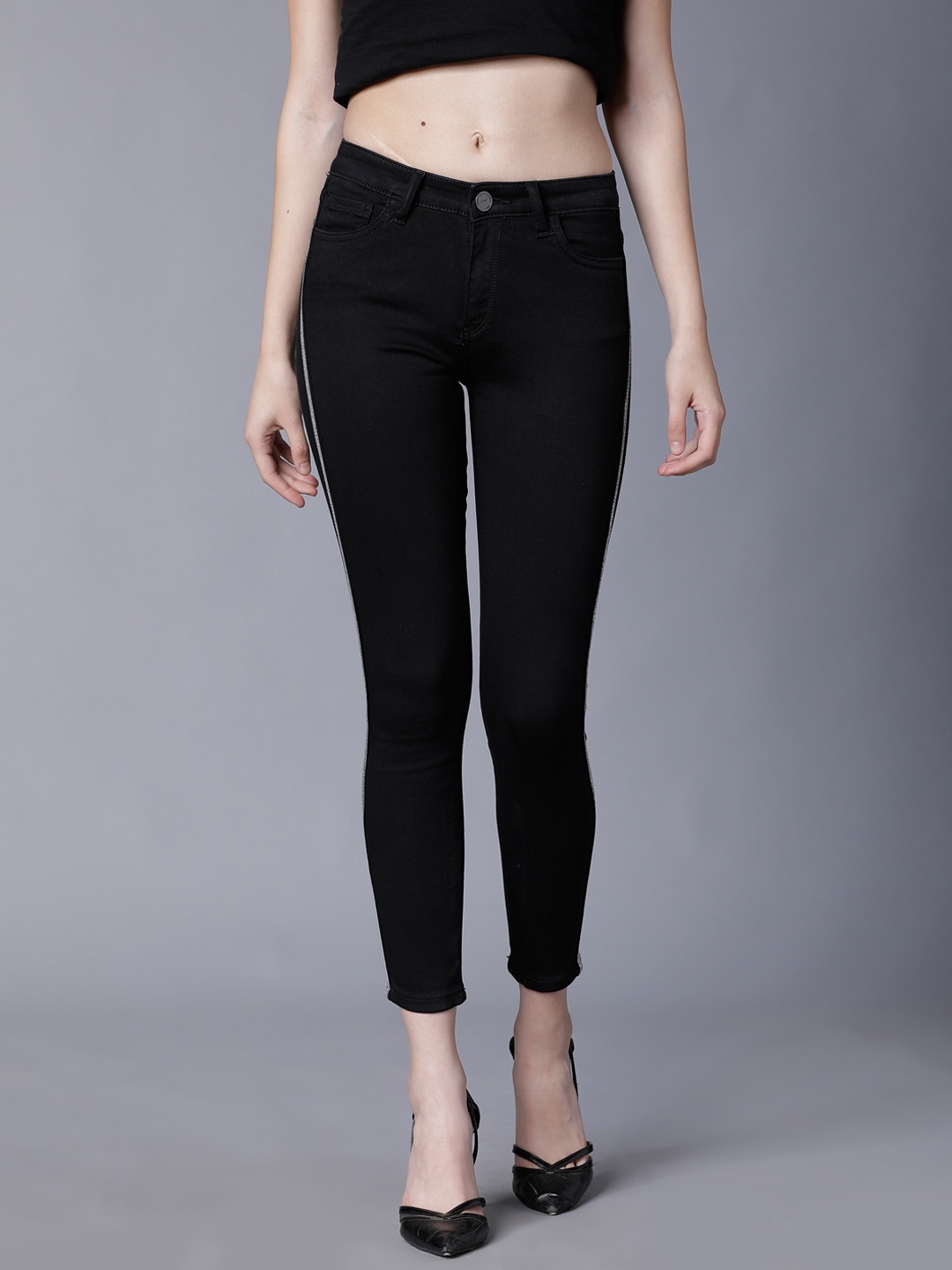 Tokyo Talkies Women Black Super Skinny Fit Mid-Rise Clean Look Stretchable Jeans