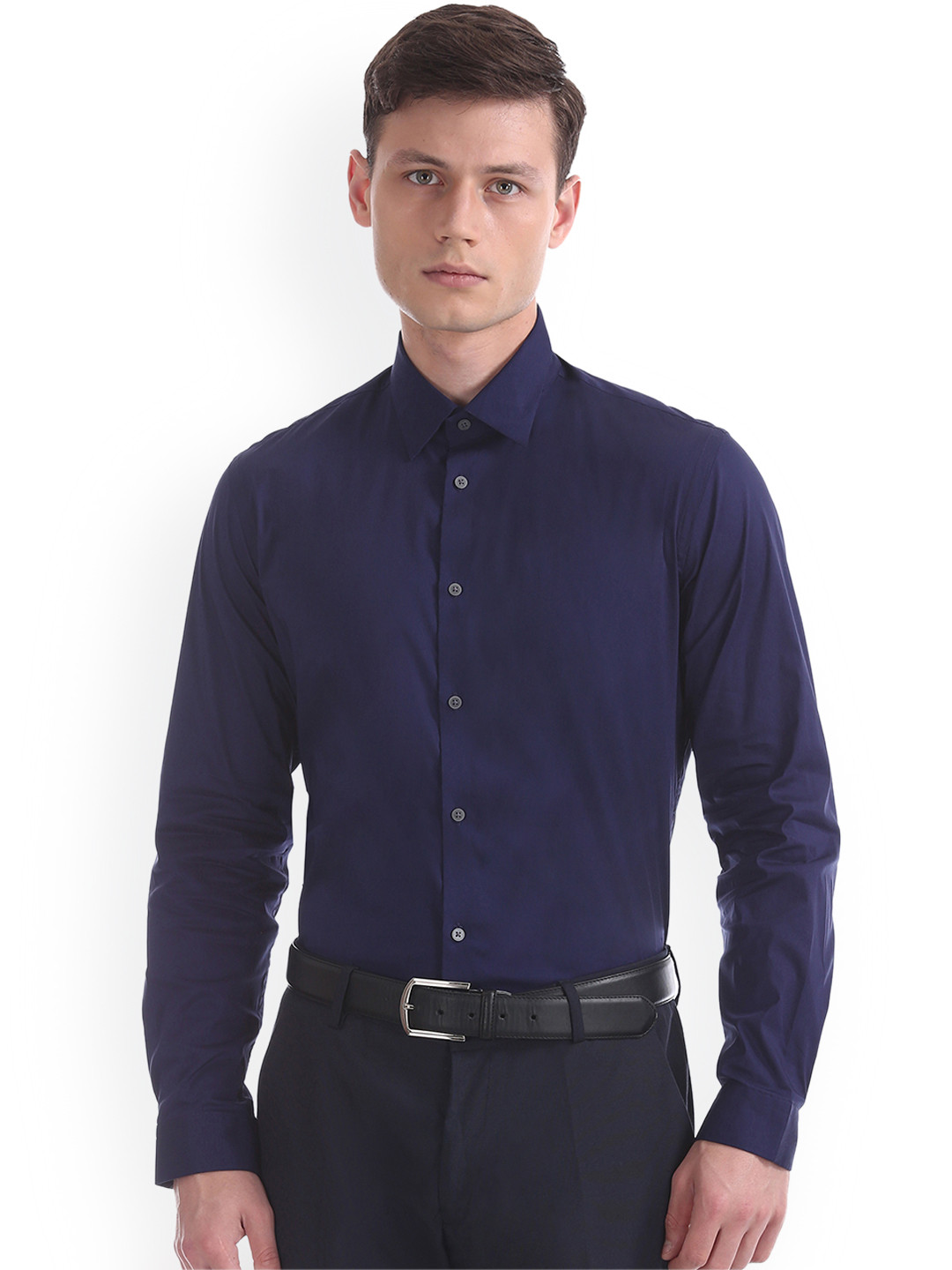 

Arrow New York Men Navy Blue Slim Fit Solid Formal Shirt