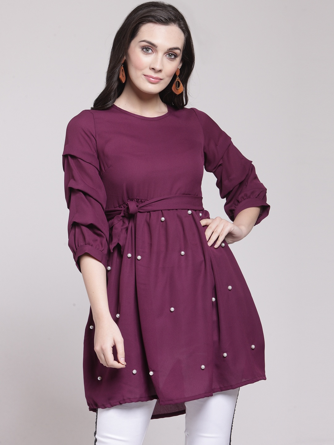 

plusS Studio Burgundy Ruffles Top, Purple