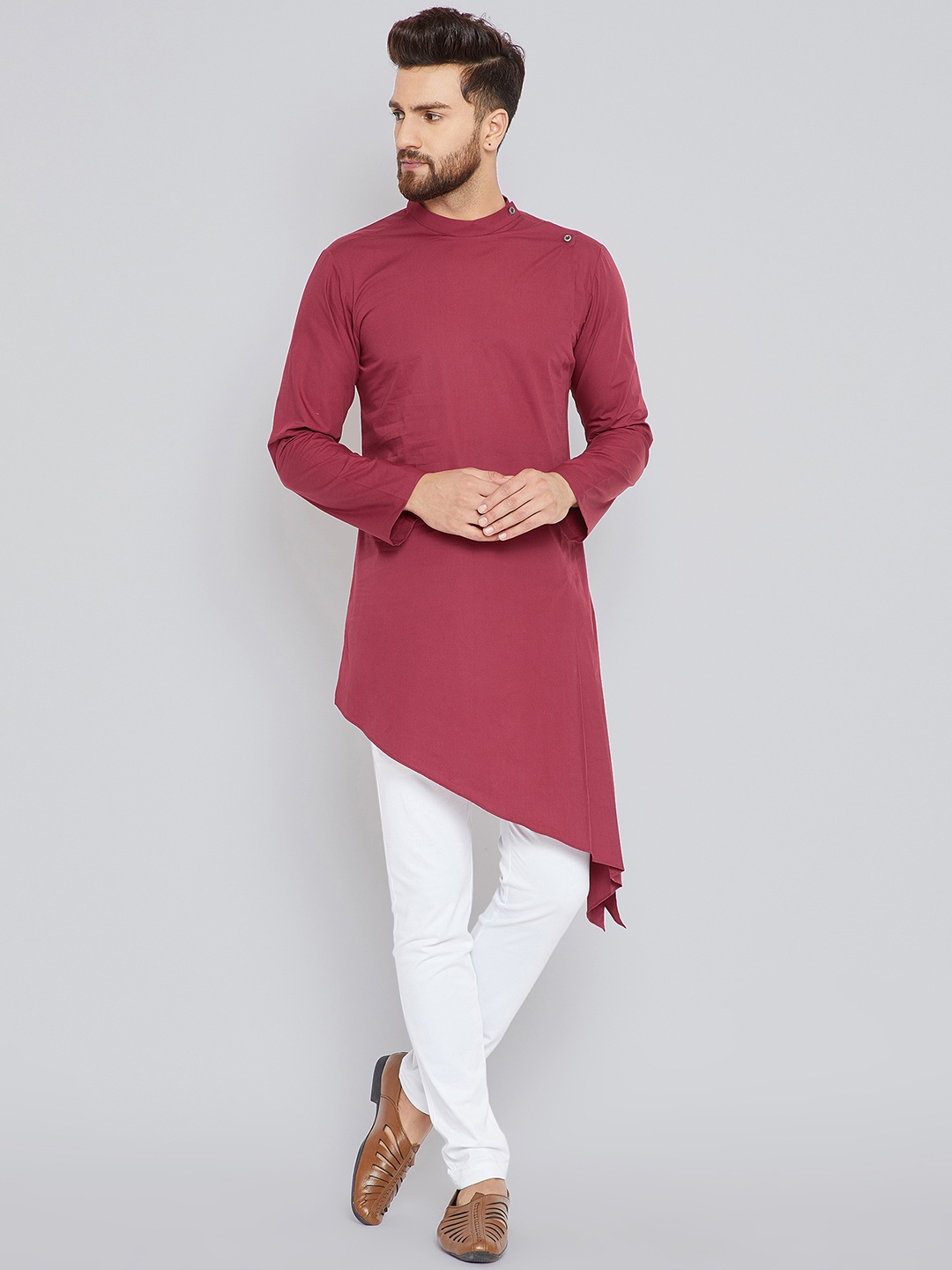

See Designs Men Burgundy Solid Kurta with Pyjamas
