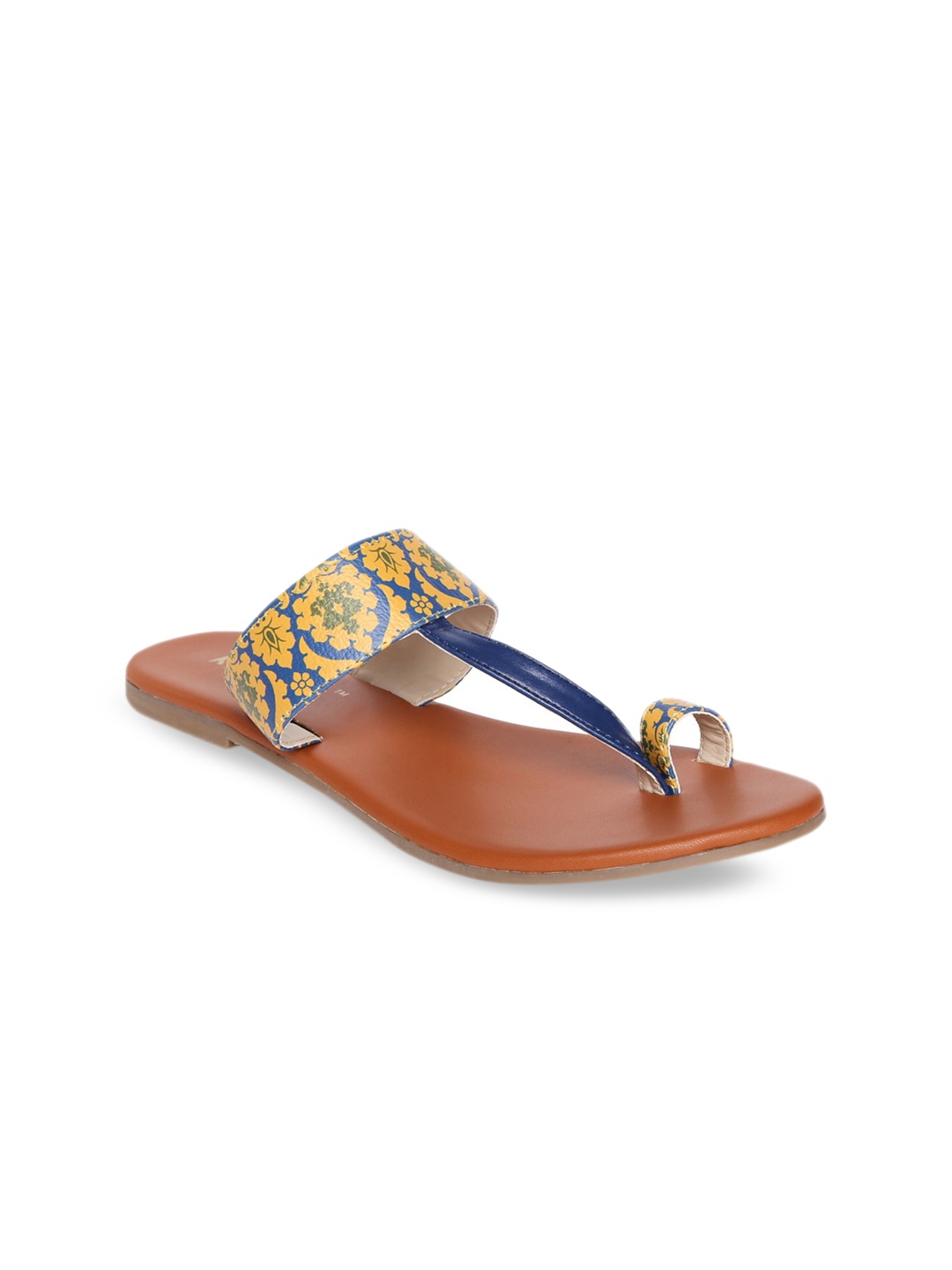 

Kanvas Women Multicoloured Striped Leather Open Toe Flats, Multi