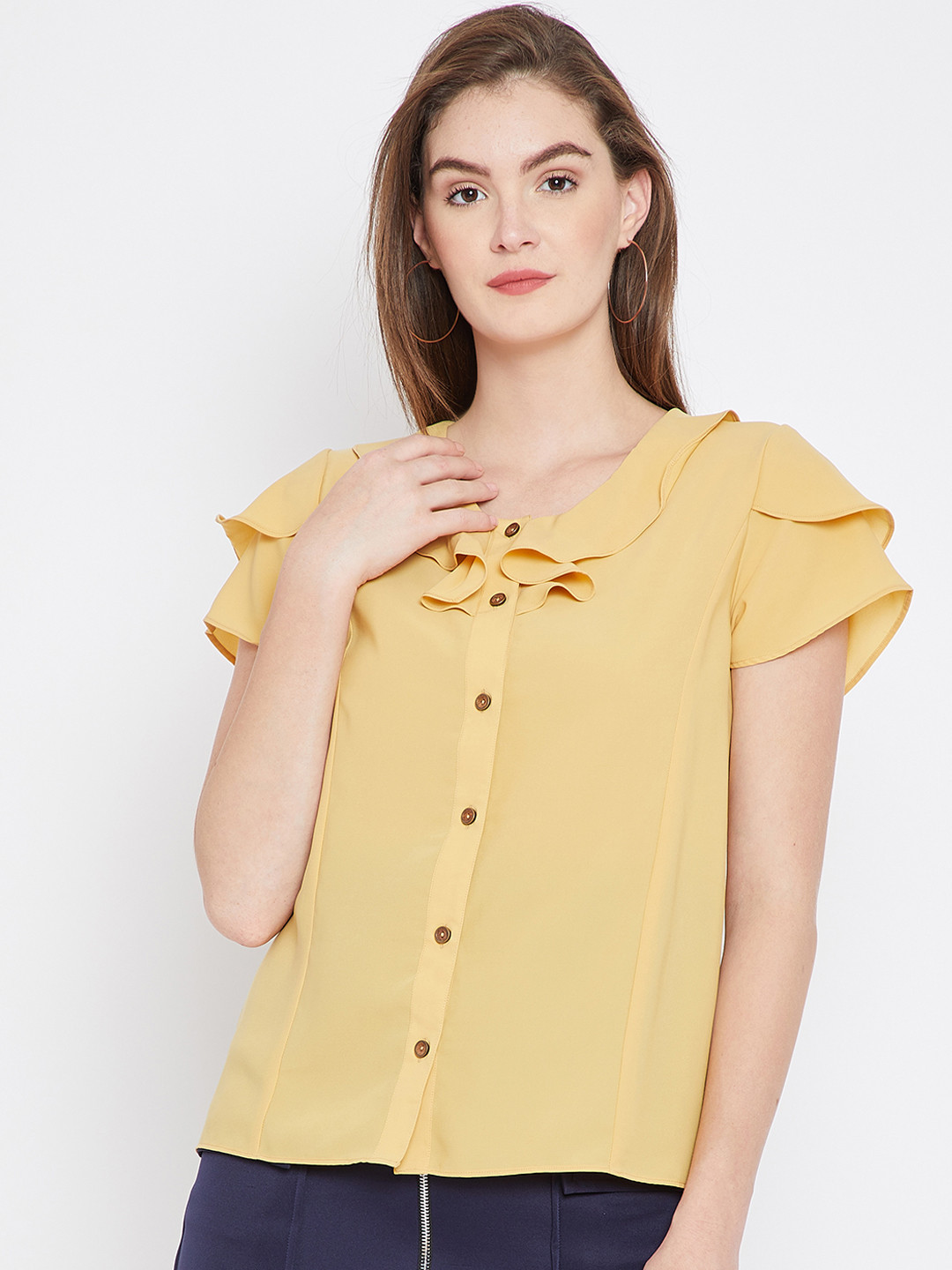 

Imfashini Women Mustard Yellow Solid Top