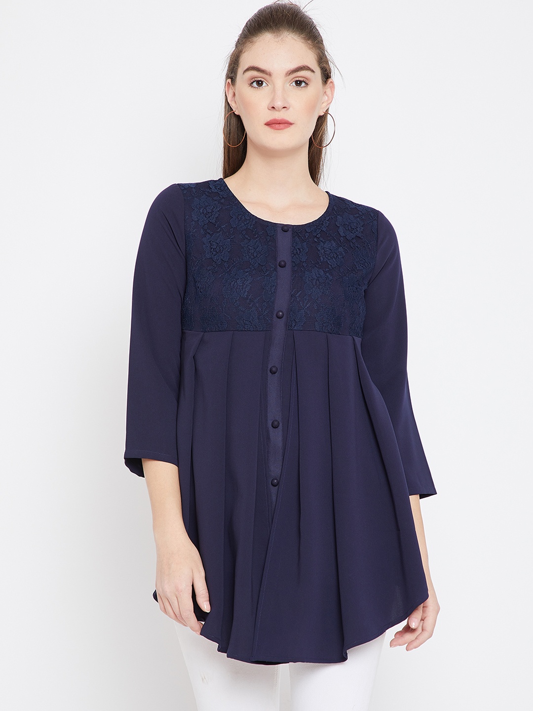 

Imfashini Navy Blue Solid Tunic