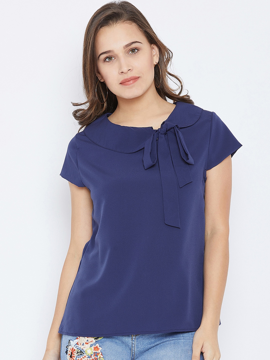 

Imfashini Women Blue Solid A-Line Top
