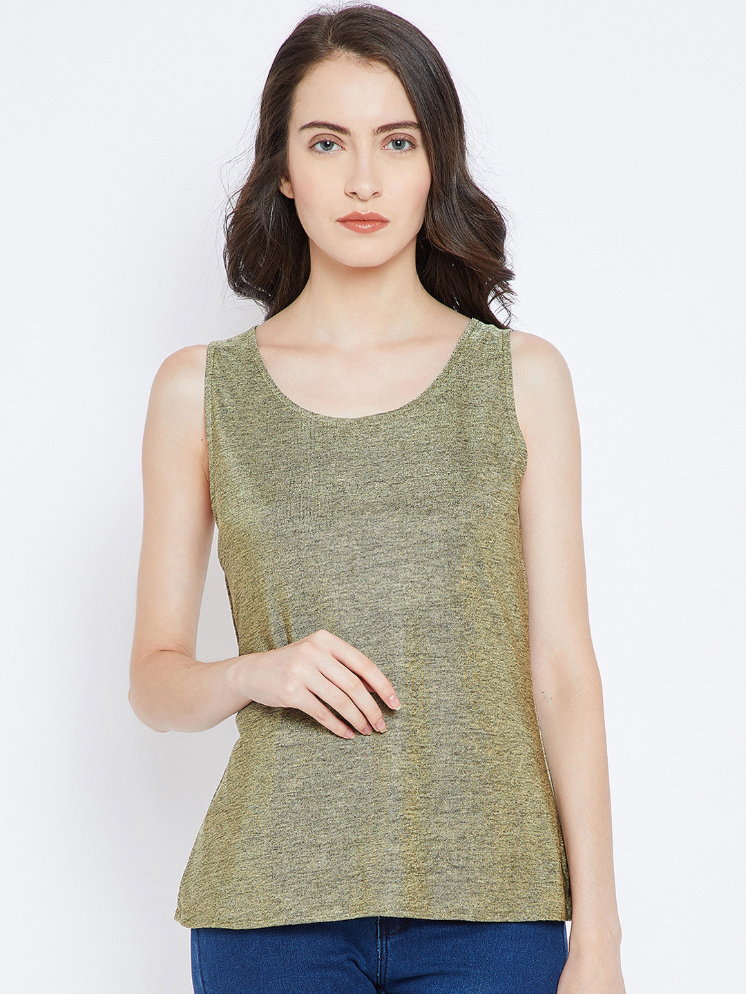 

Imfashini Women Gold-Toned Self Design A-Line Top