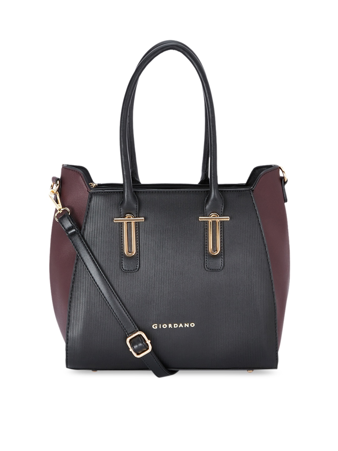

GIORDANO Black Textured Handheld Bag