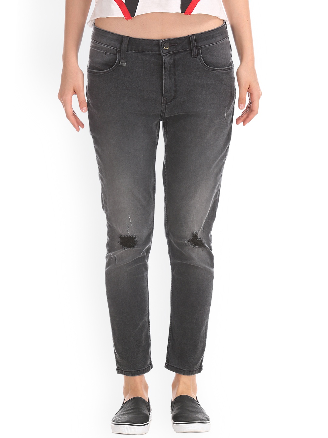 

Ed Hardy Women Grey Super Skinny Fit Mid-Rise Mildly Distressed Stretchable Jeans