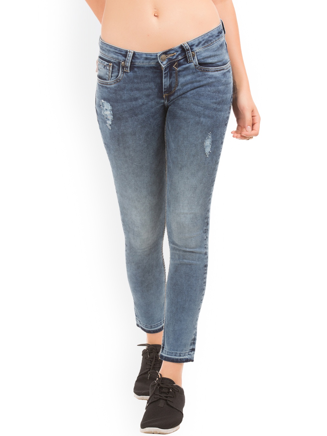 

Ed Hardy Women Blue Super Skinny Fit Low-Rise Low Distress Stretchable Jeans