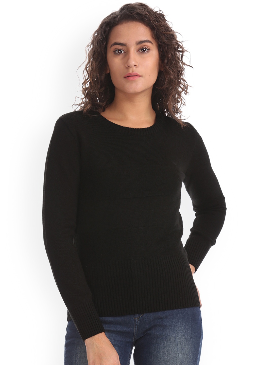 

Flying Machine Women Black Solid Sweater
