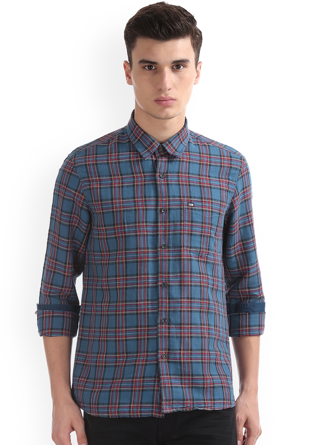 

Arrow Sport Men Blue & Red Slim Fit Checked Casual Shirt