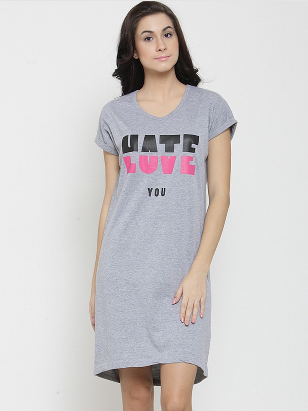 

Slumber Jill Women Grey Printed Sleep Shirt FS-013