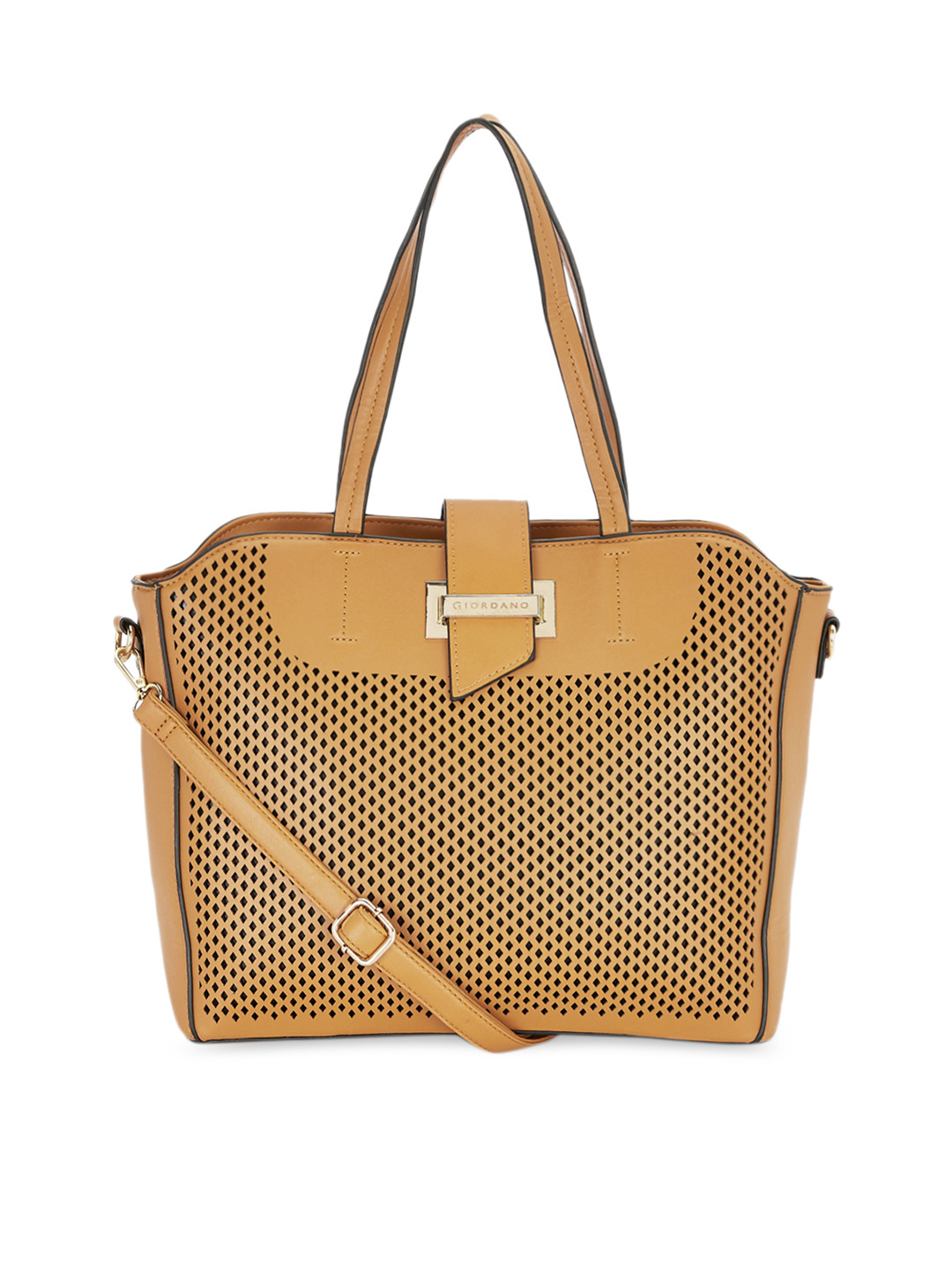 

GIORDANO Yellow Textured Handheld Bag