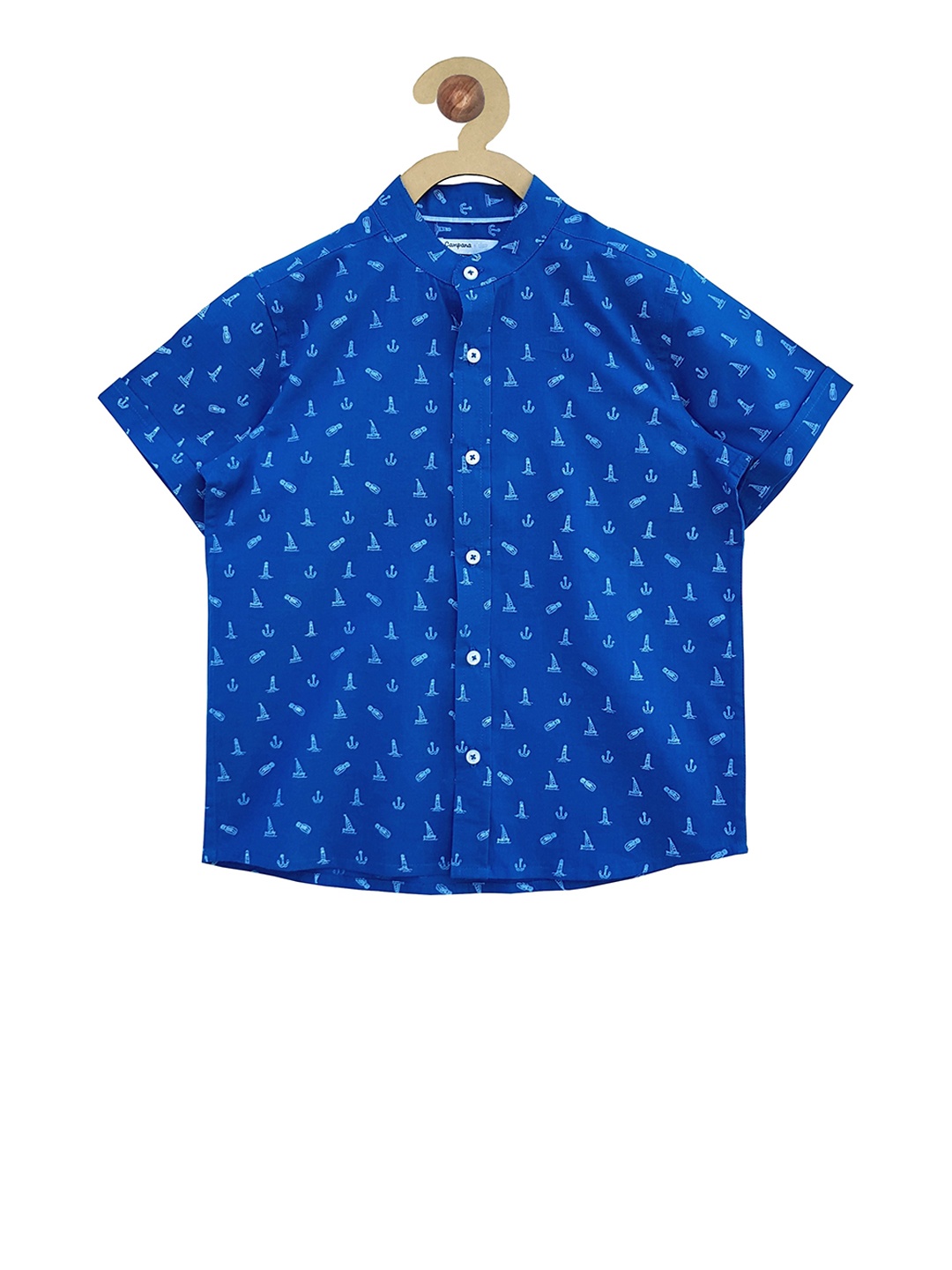 

Campana Boys Blue Regular Fit Printed Casual Shirt