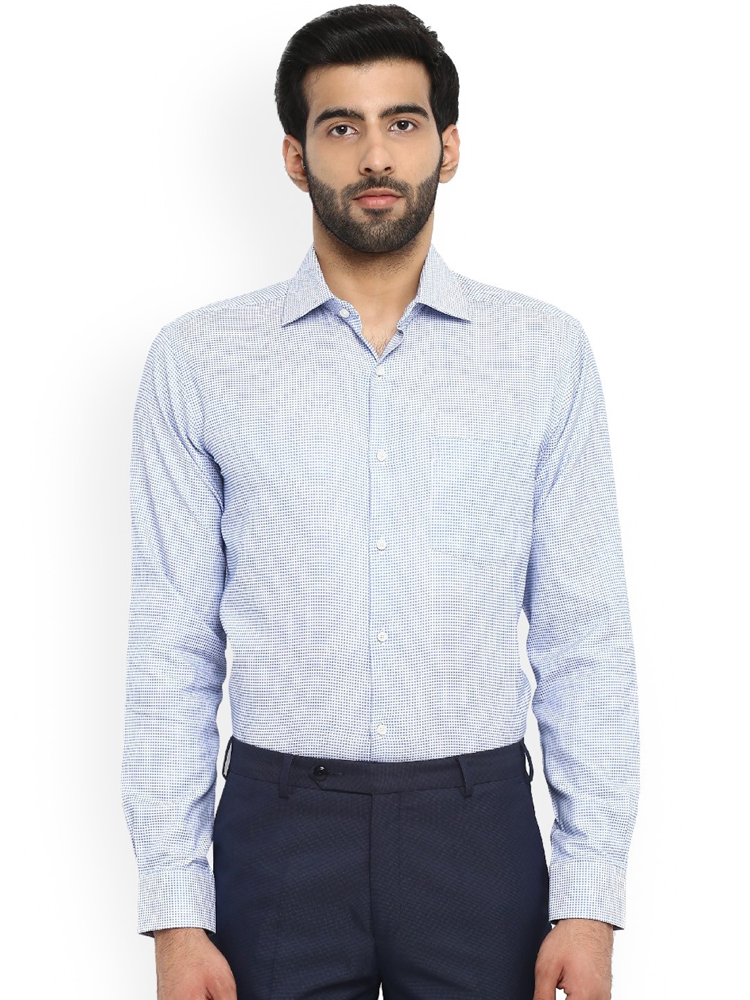 

Park Avenue Men Blue & White Slim Fit Printed Casual Shirt