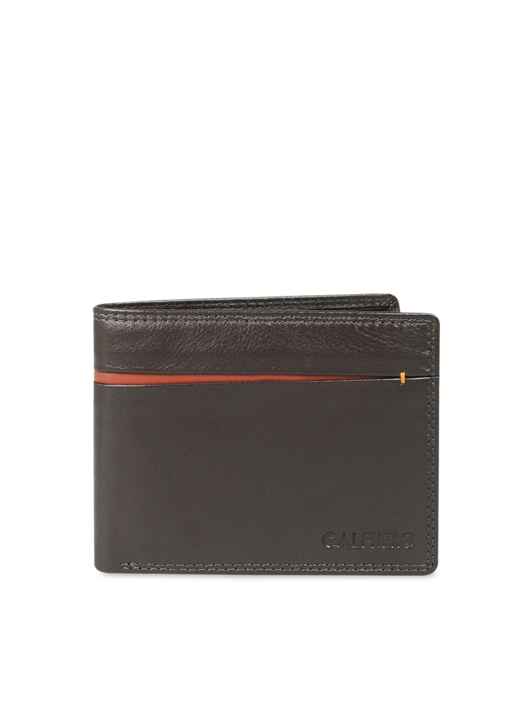 

CALFNERO Men Brown Solid Leather Two Fold Wallet
