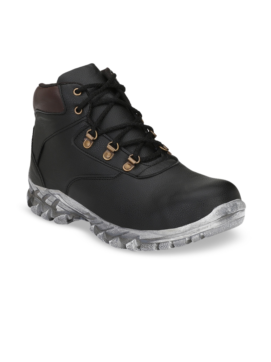 Eego Italy Men Black Solid Mid-Top Flat Boots