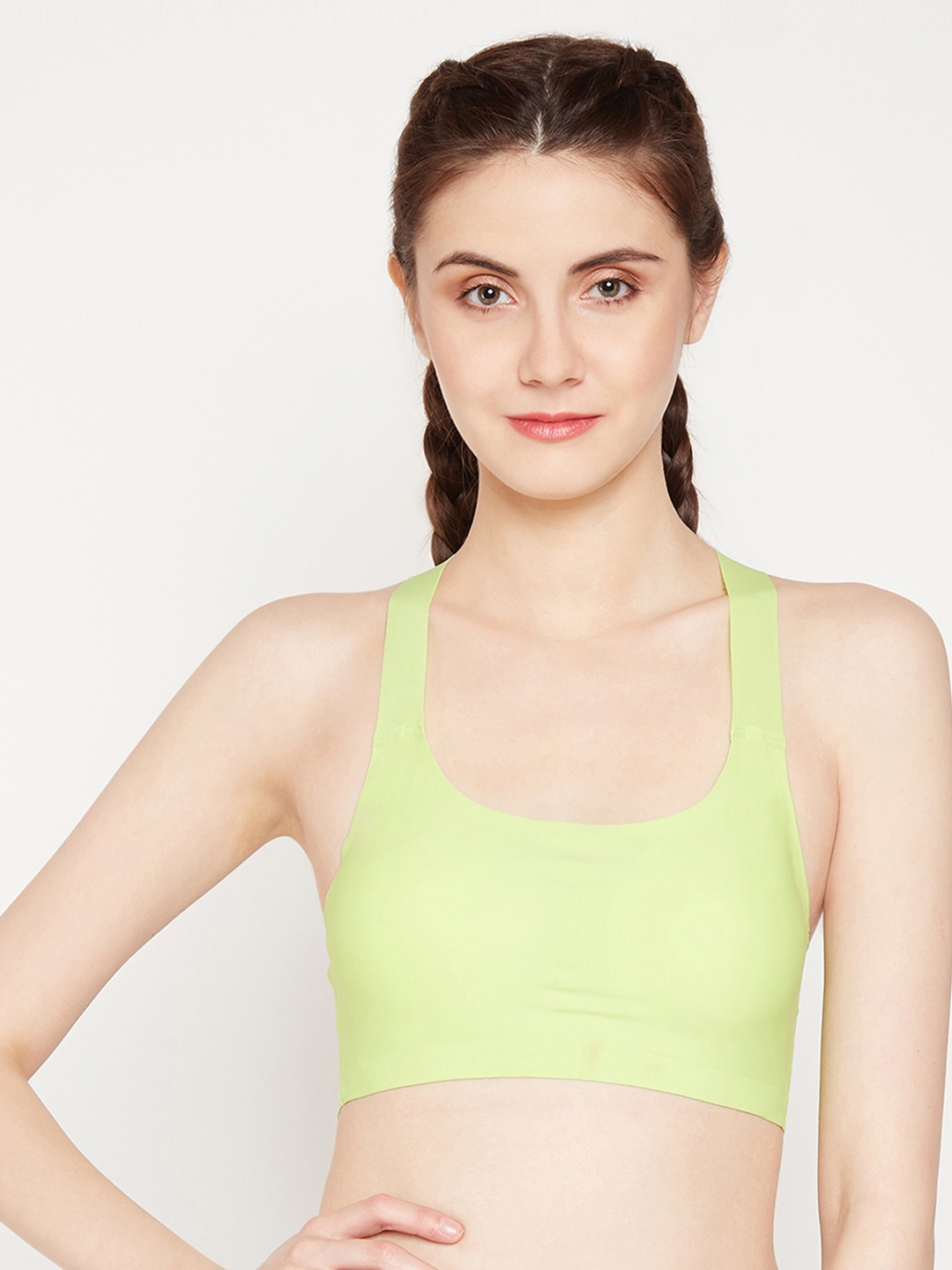 

Lebami Green Solid Non-Wired Lightly Padded Sports Bra 116-Green