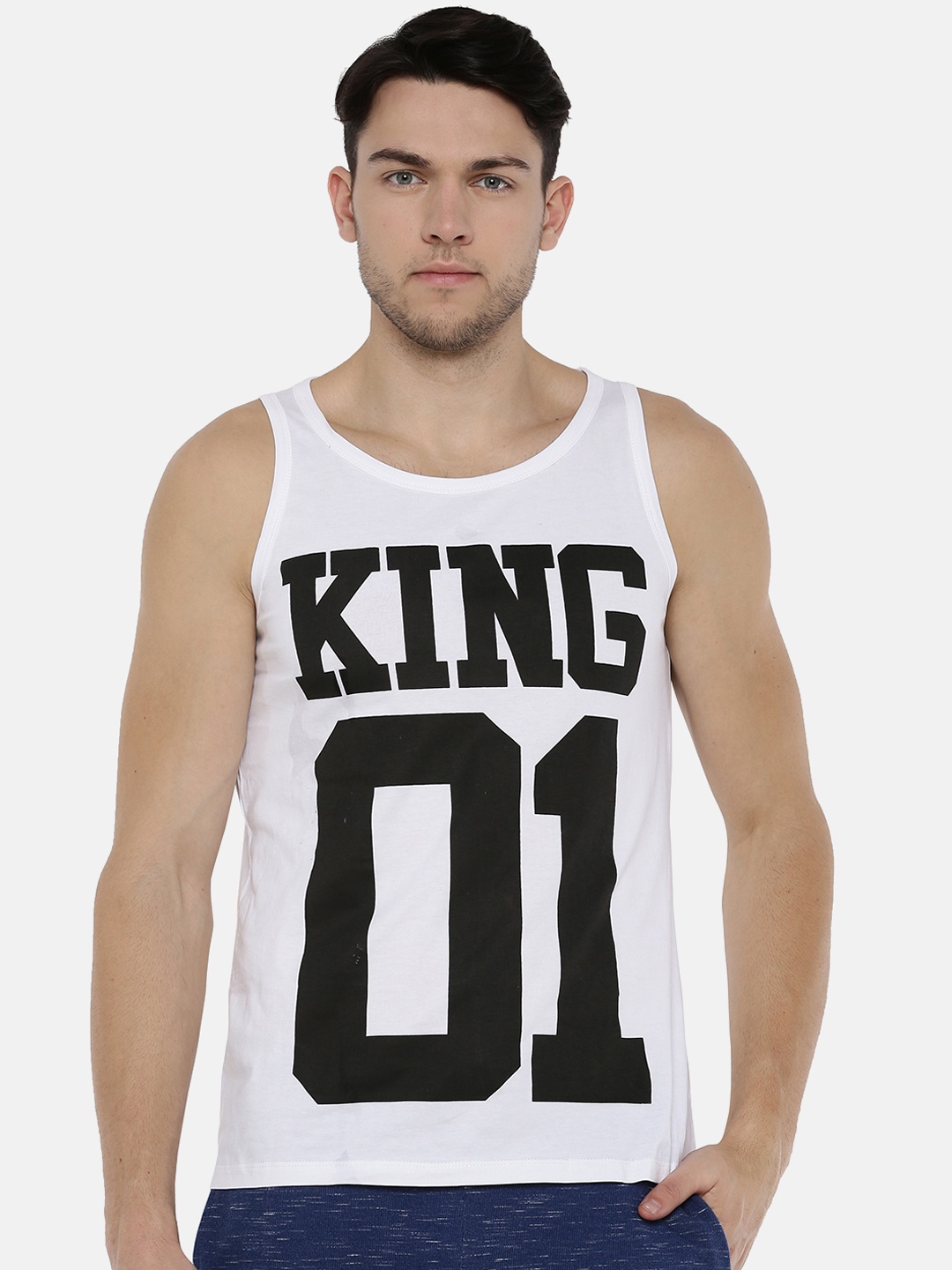

SayItLoud Men White Printed Scoop Neck T-shirt