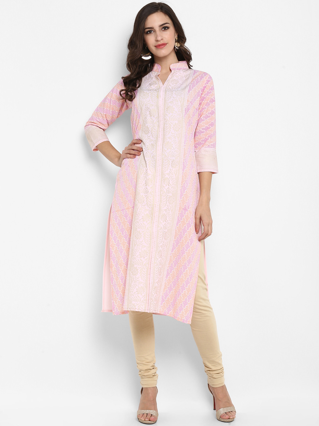 

Ahalyaa Women Pink Printed Straight Kurta