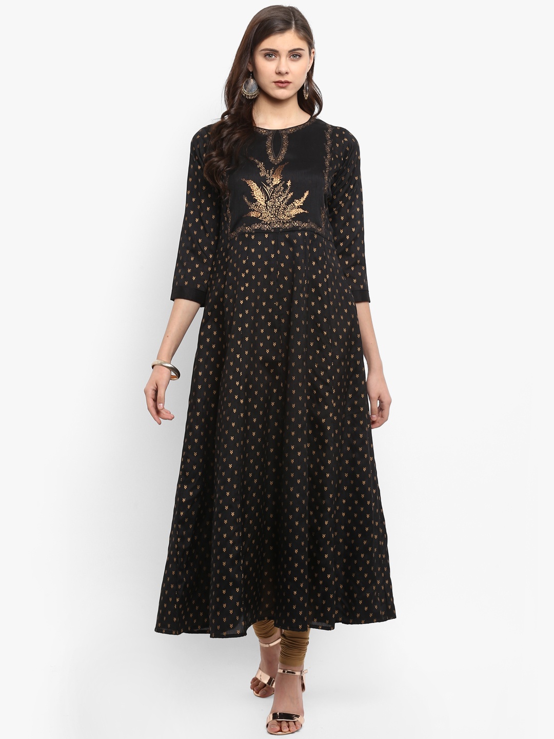 

Ahalyaa Women Black Printed Ethnic Dress