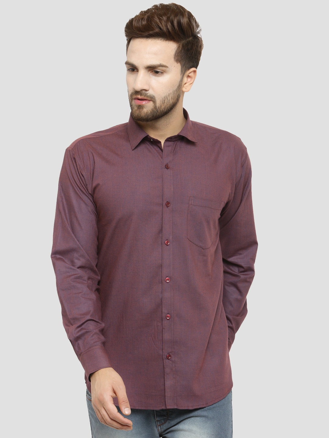 

JAINISH Men Burgundy Classic Slim Fit Solid Casual Shirt