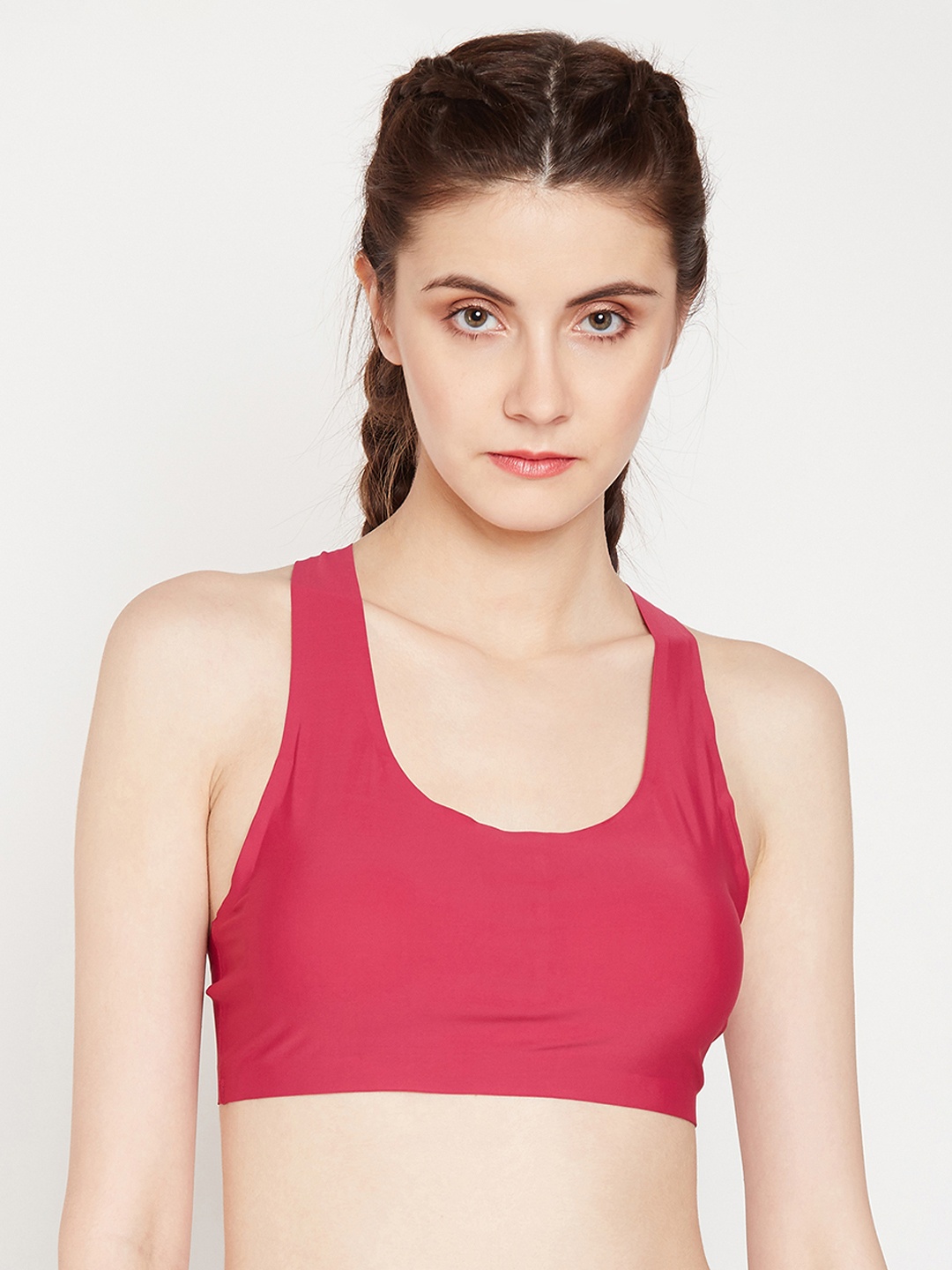 

Lebami Maroon Solid Non-Wired Lightly Padded Sports Bra