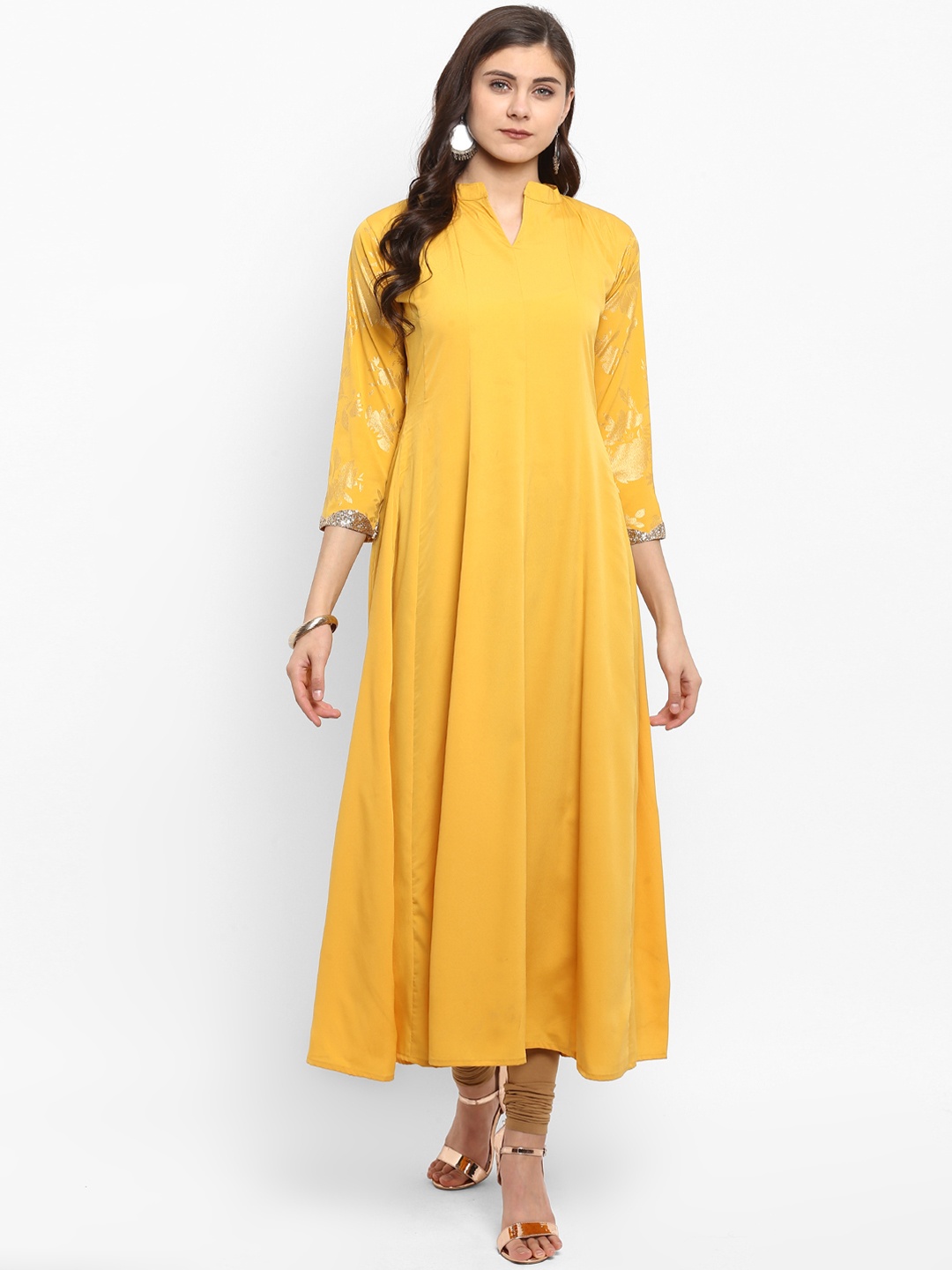 

Ahalyaa Women Yellow Printed Anarkali Kurta