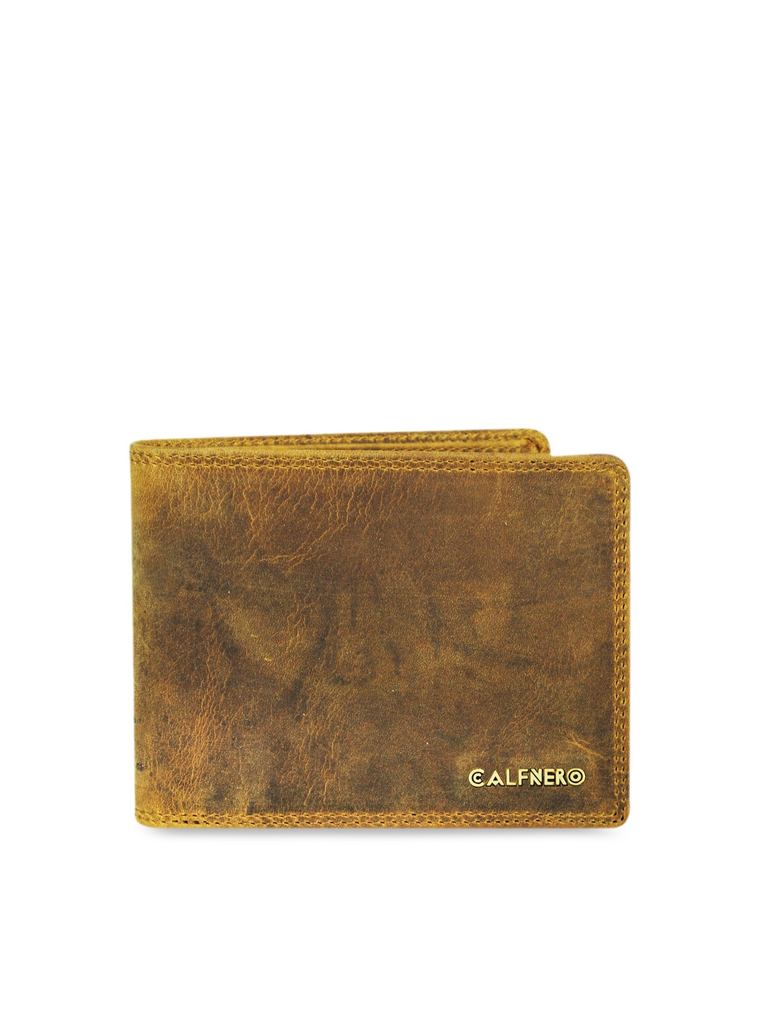 

CALFNERO Men Brown Solid Leather Two Fold Wallet