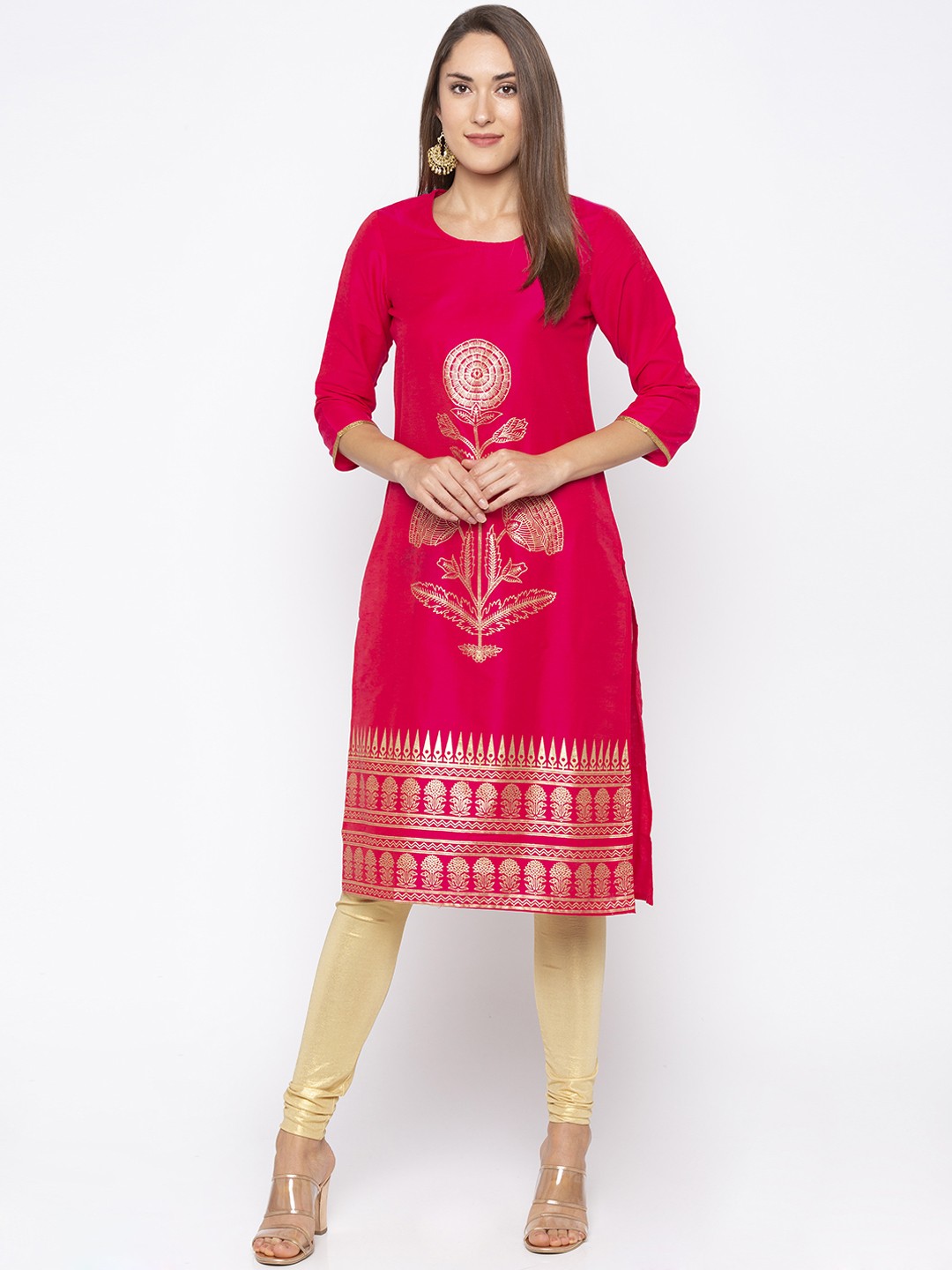 

Globus Women Pink Printed Straight Kurta