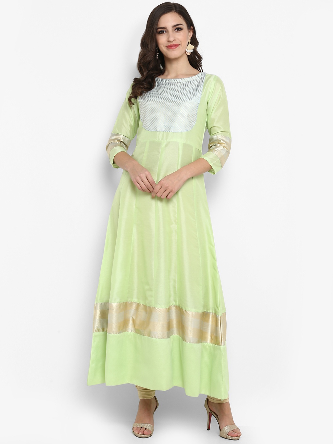 

Ahalyaa Women Lime Green Printed Anarkali Kurta