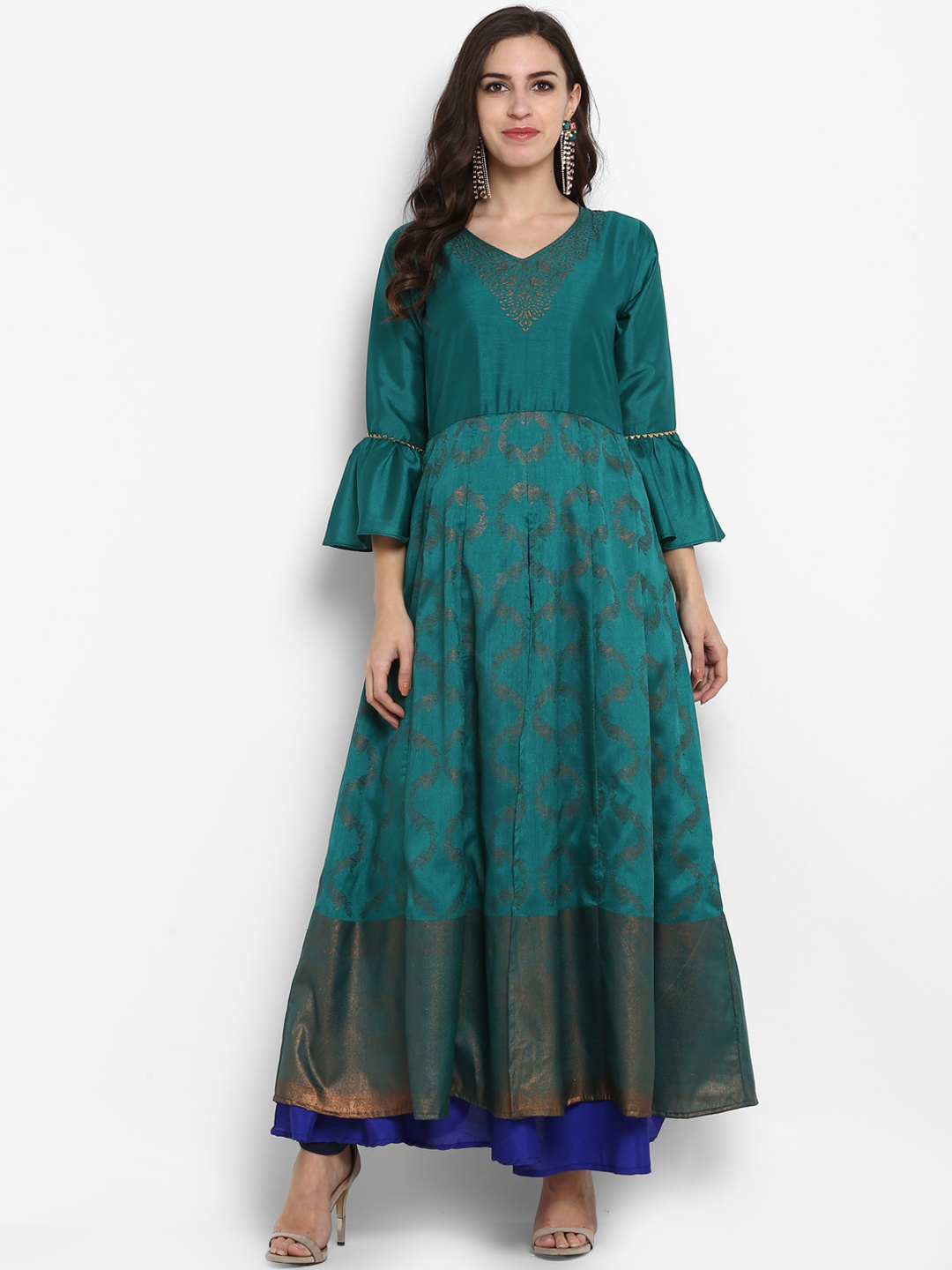 

Ahalyaa Women Sea Green Printed Anarkali Kurta