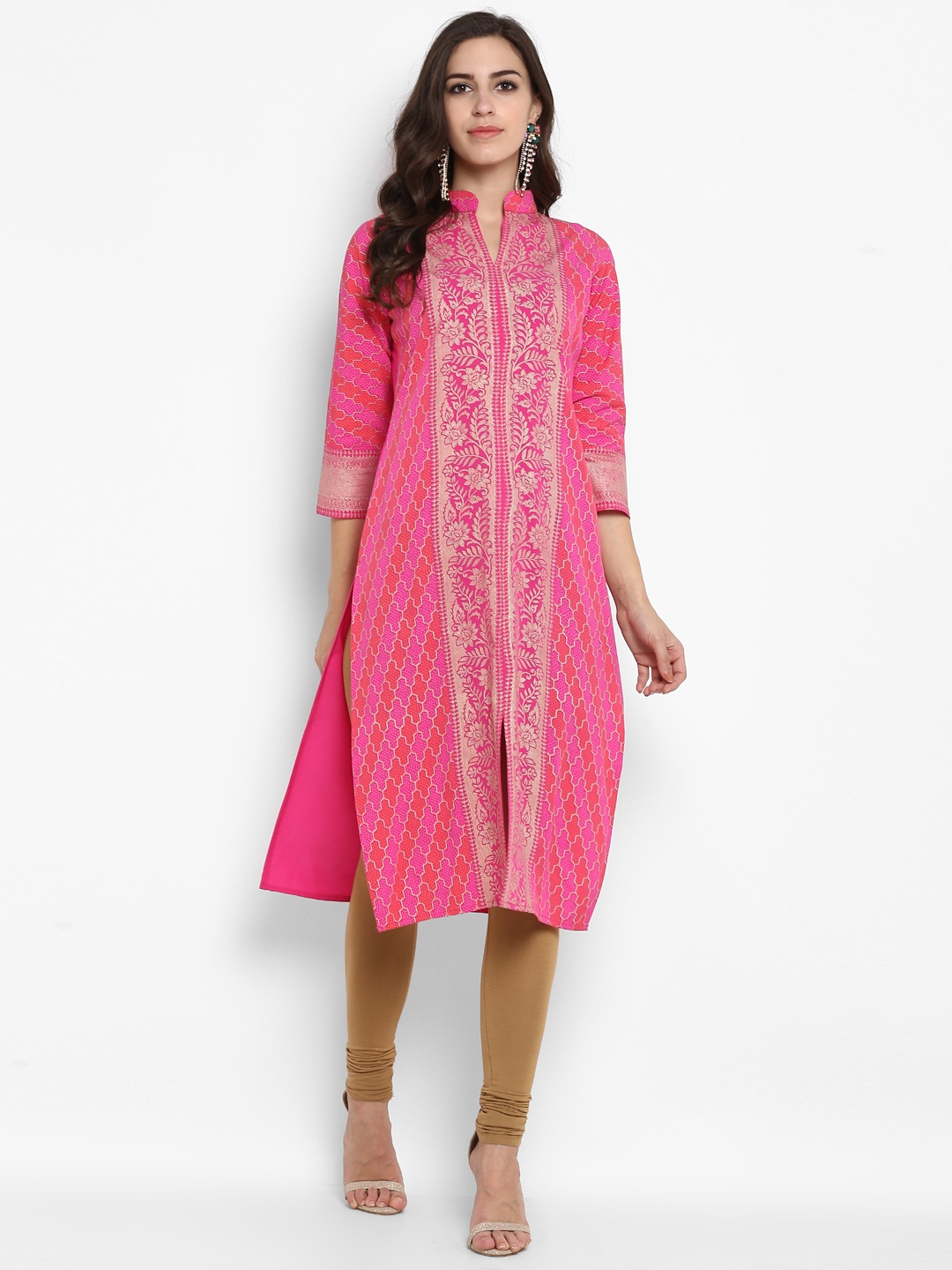 

Ahalyaa Women Pink Printed Straight Kurta