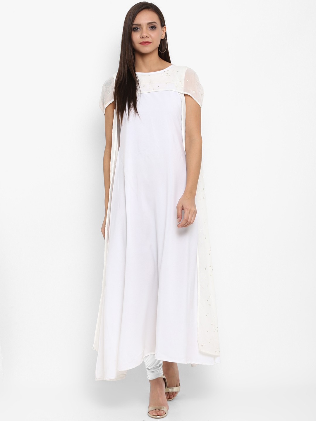 

Ahalyaa Women White Printed A-Line Kurta