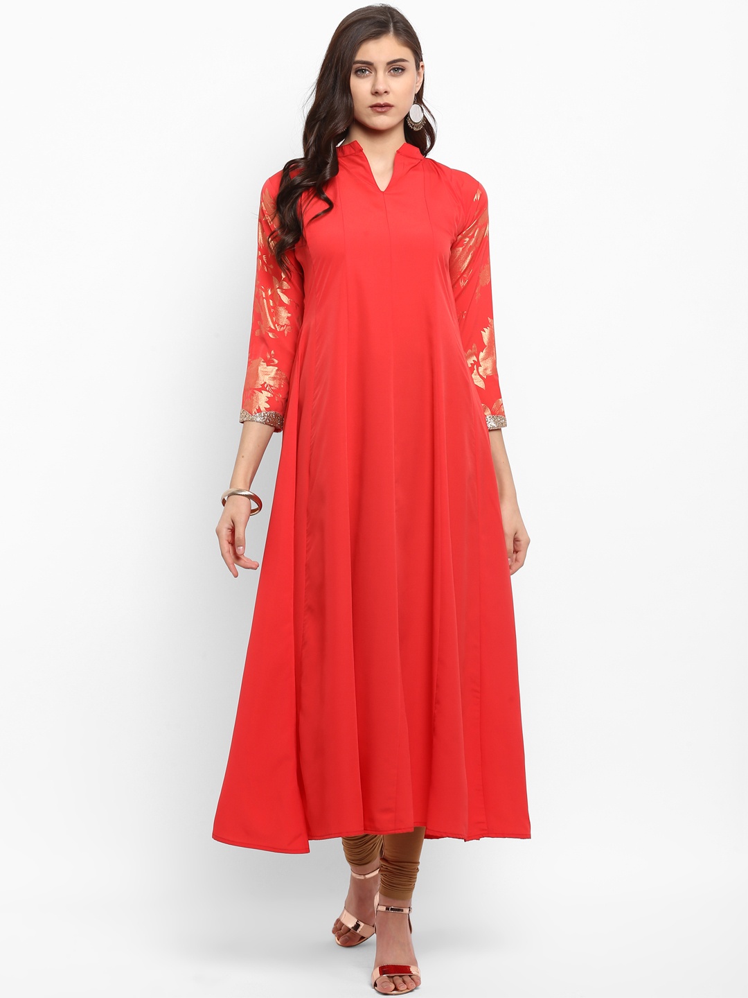 

Ahalyaa Women Red Printed Anarkali Kurta