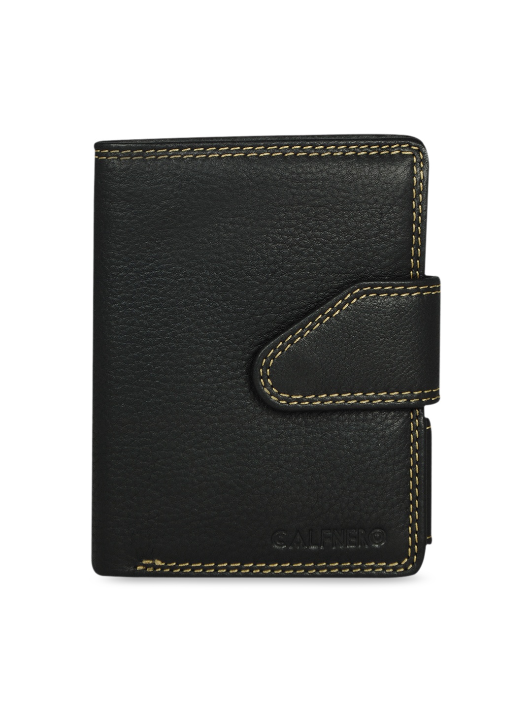 

CALFNERO Men Black Solid Leather Two Fold Wallet