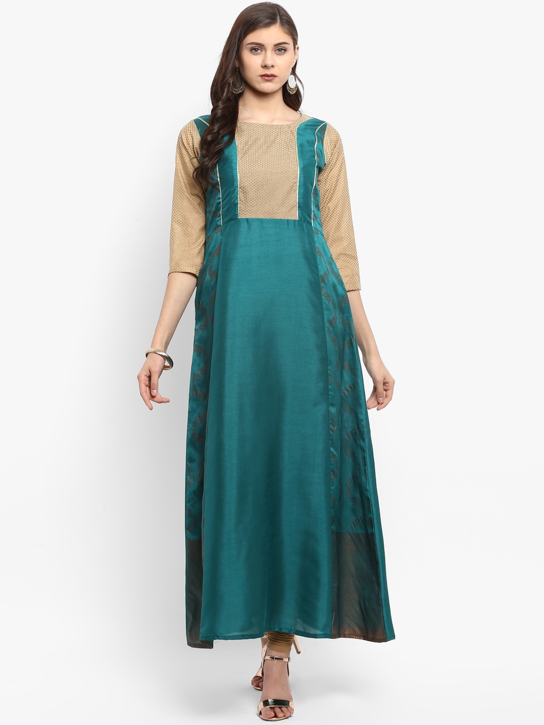 

Ahalyaa Women Sea Green Printed A-Line Kurta