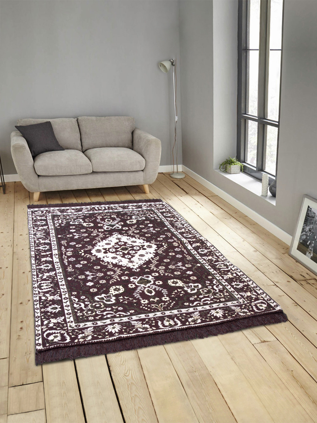 

ROMEE Brown & Beige Printed Anti-Skid Dhurrie