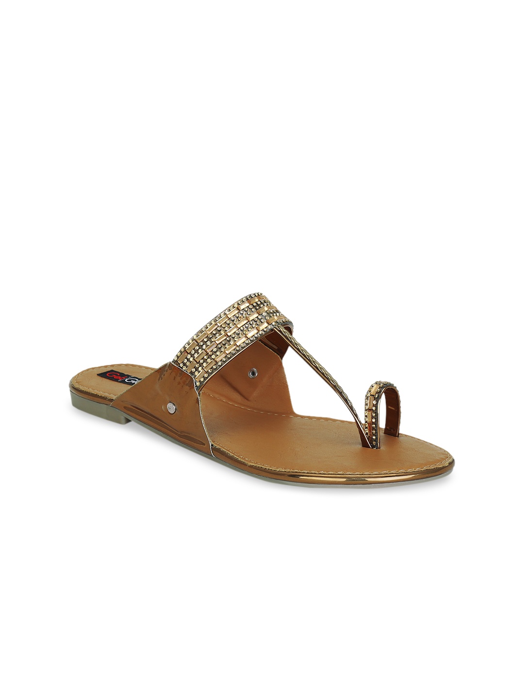 

Get Glamr Women Copper-Toned Embellished One Toe Flats