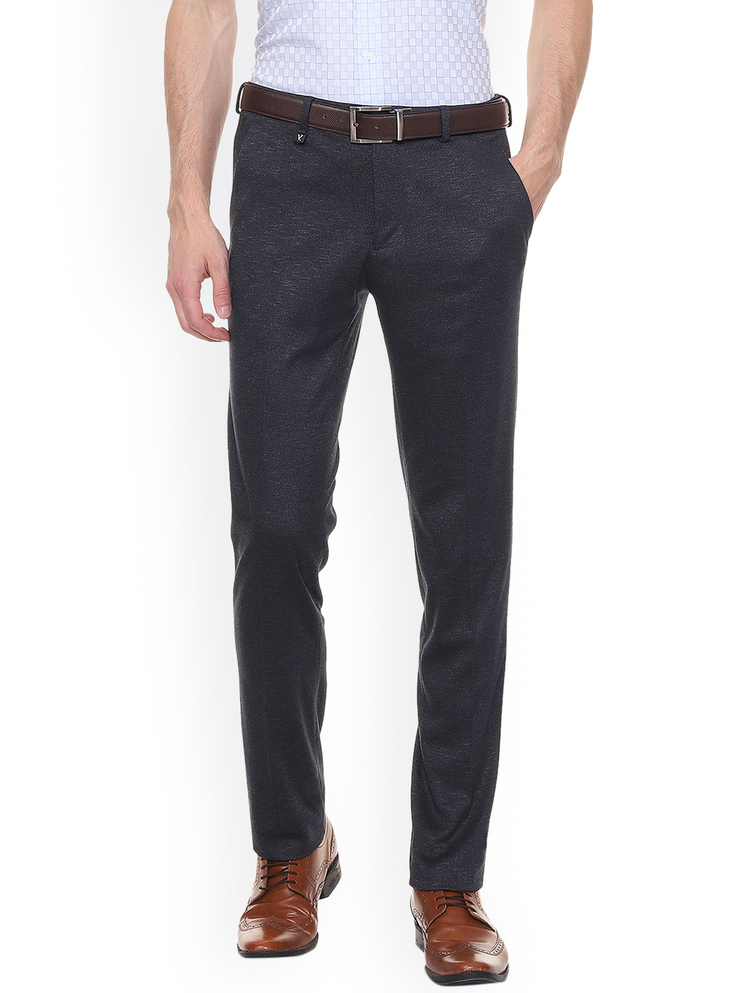 

V Dot Men Black Skinny Fit Solid Regular Trousers