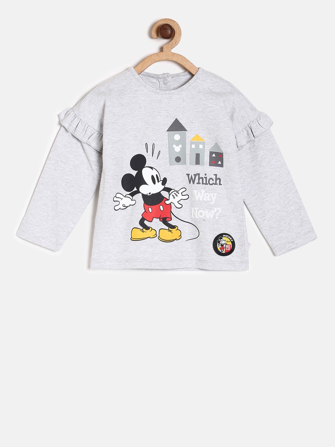 

MINI KLUB Girls Grey Printed Pure Cotton Top