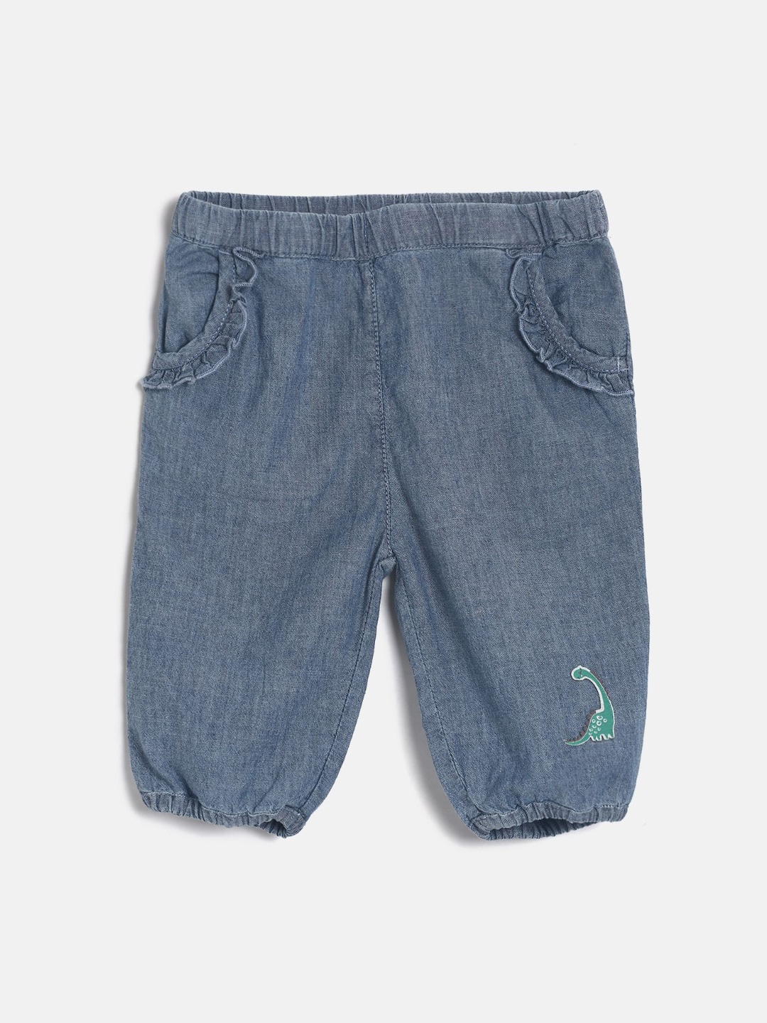 

MINI KLUB Girls Blue Solid Regular Fit Capris
