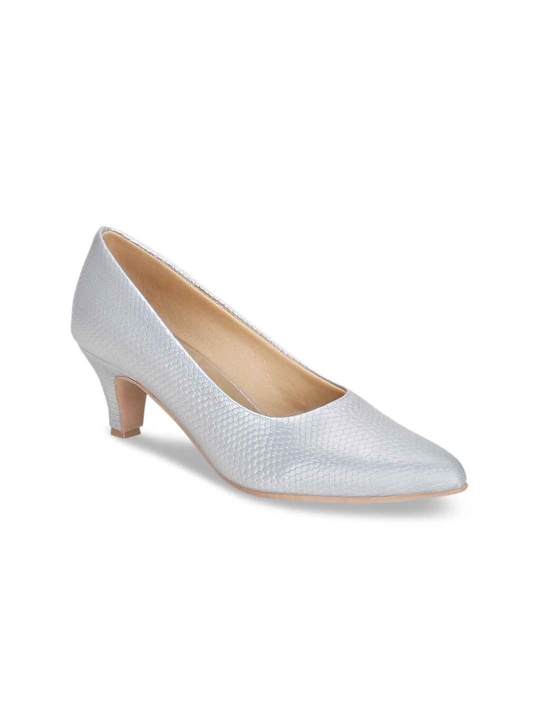 

Get Glamr Women Silver-Toned Textured Pumps