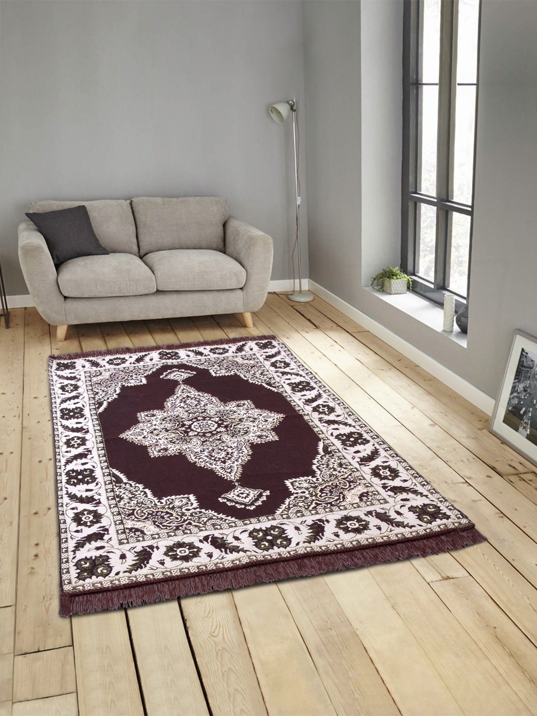 

ROMEE Brown & Beige Printed Anti-Skid Dhurrie