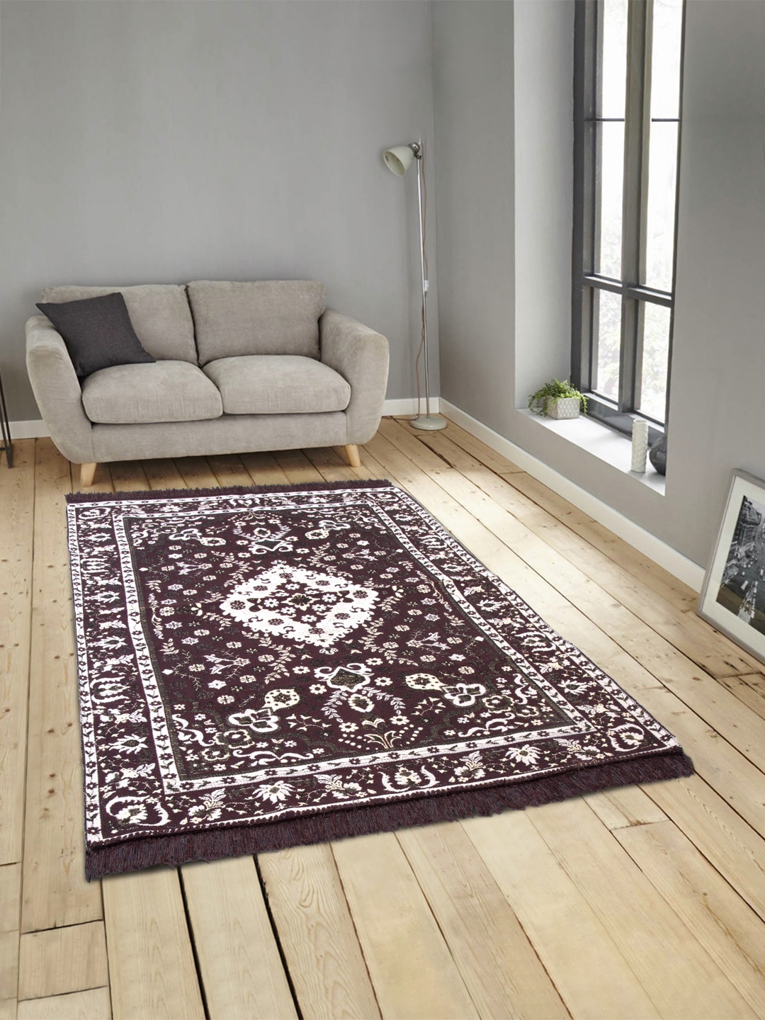 ROMEE Brown & Beige Printed Anti-Skid Dhurrie