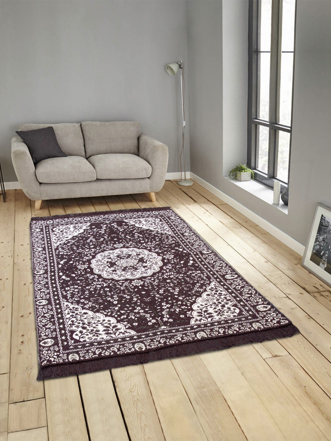 

ROMEE Brown & Beige Printed Anti-Skid Dhurrie