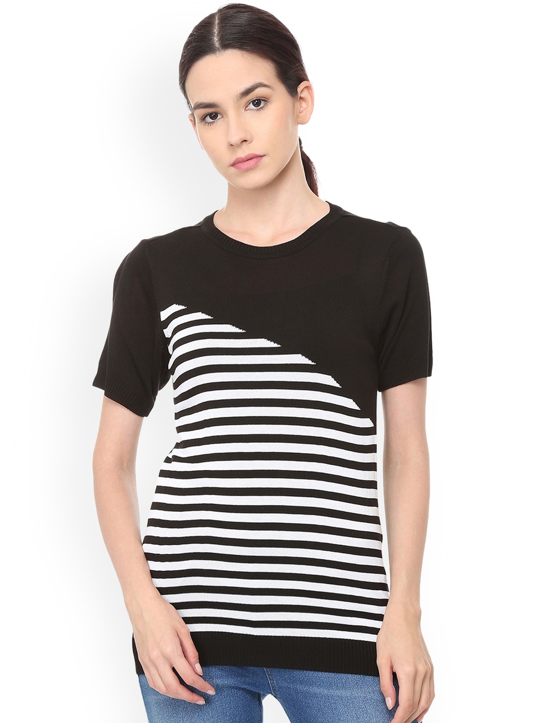 

Van Heusen Woman Black & White Striped Top