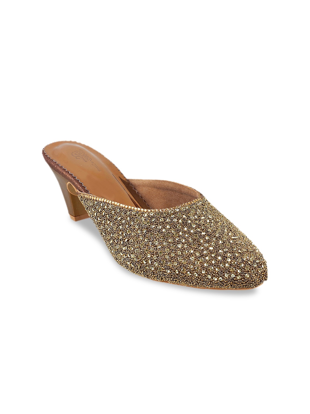 

Mochi Women Bronze-Toned Solid Mules