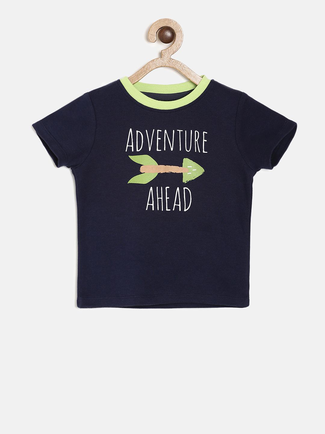 

MINI KLUB Boys Navy Blue Printed Round Neck Pure Cotton T-shirt