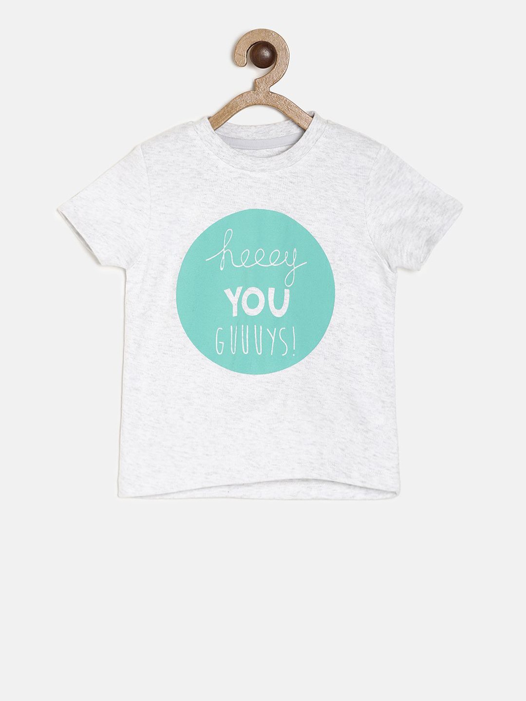 

MINI KLUB Boys Grey Printed Round Neck Pure Cotton T-shirt
